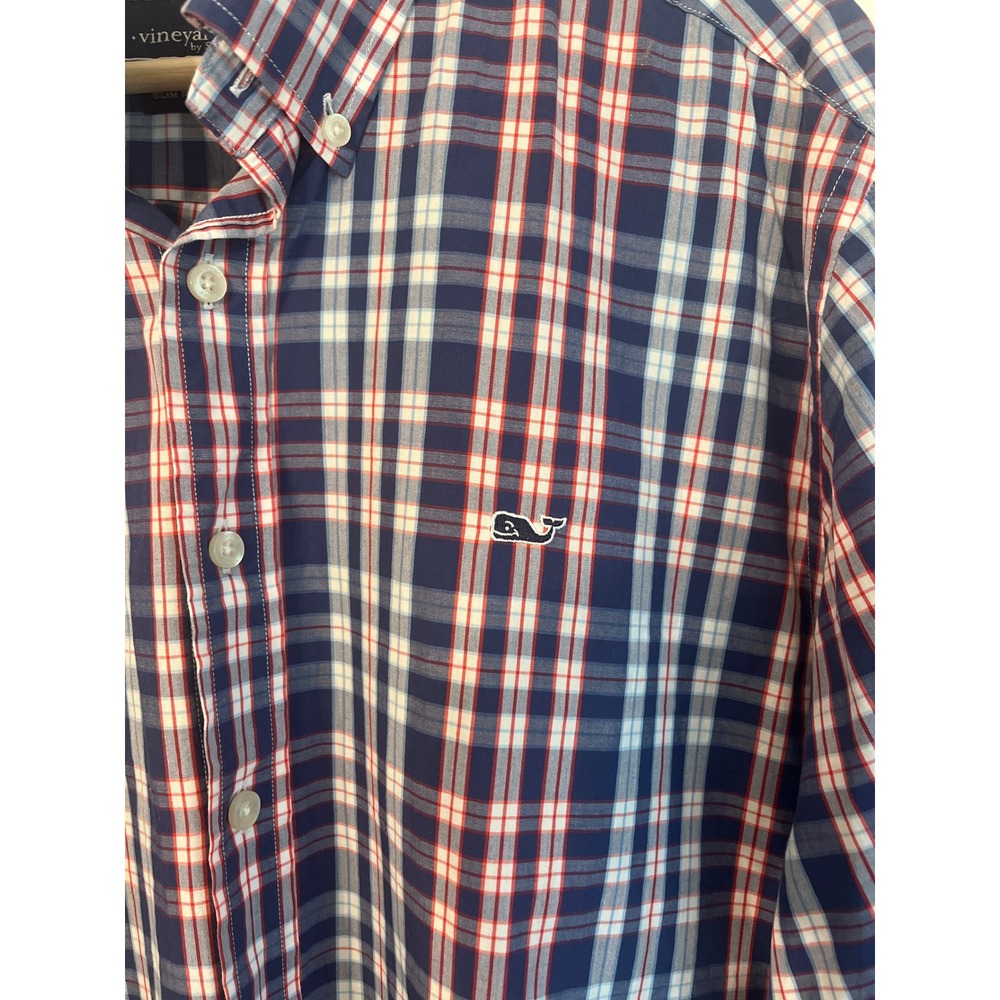 Vineyard Vines Men's Slim Fit Whale Shirt Plaid 100% Cotton Size Large - Picture 3 of 9